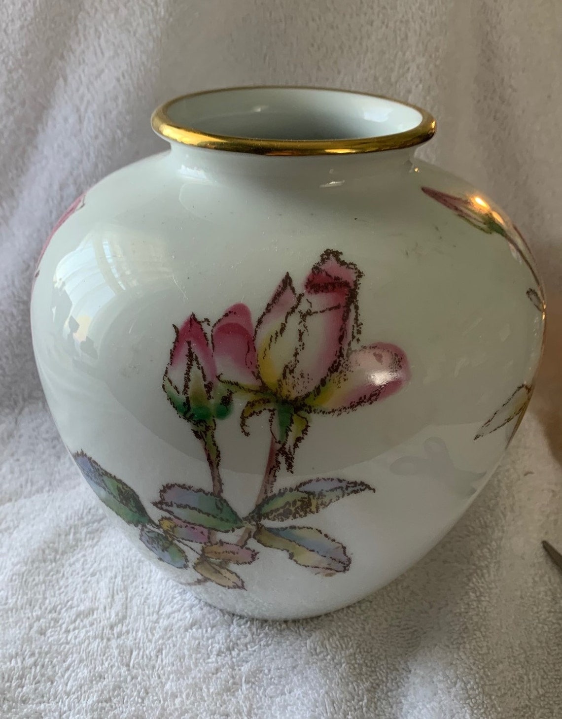 Noritake China Japan Ginger Jar Shape Hand Painted Pink Rose Etsy