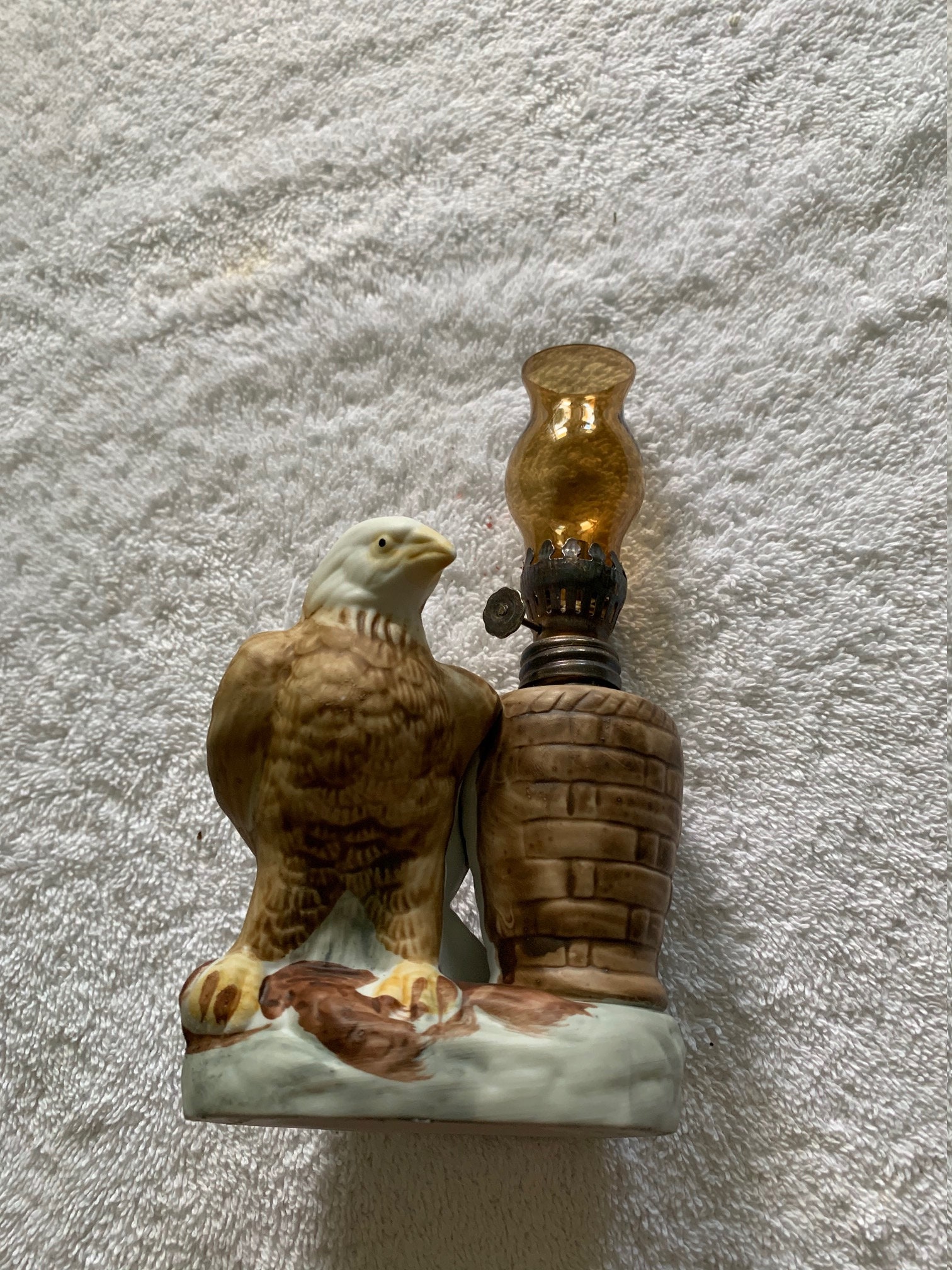 Vintage American Eagle Mini Oil Lamp with Amber Chimney Etsy Polska
