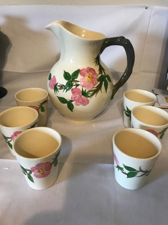 Fenton Fransiscan Dessert Rose Pitcher And Four Cup Water Set Etsy Fenton Fransiscan Dessert Rose Pitcher And Four Cup Water Set Etsy