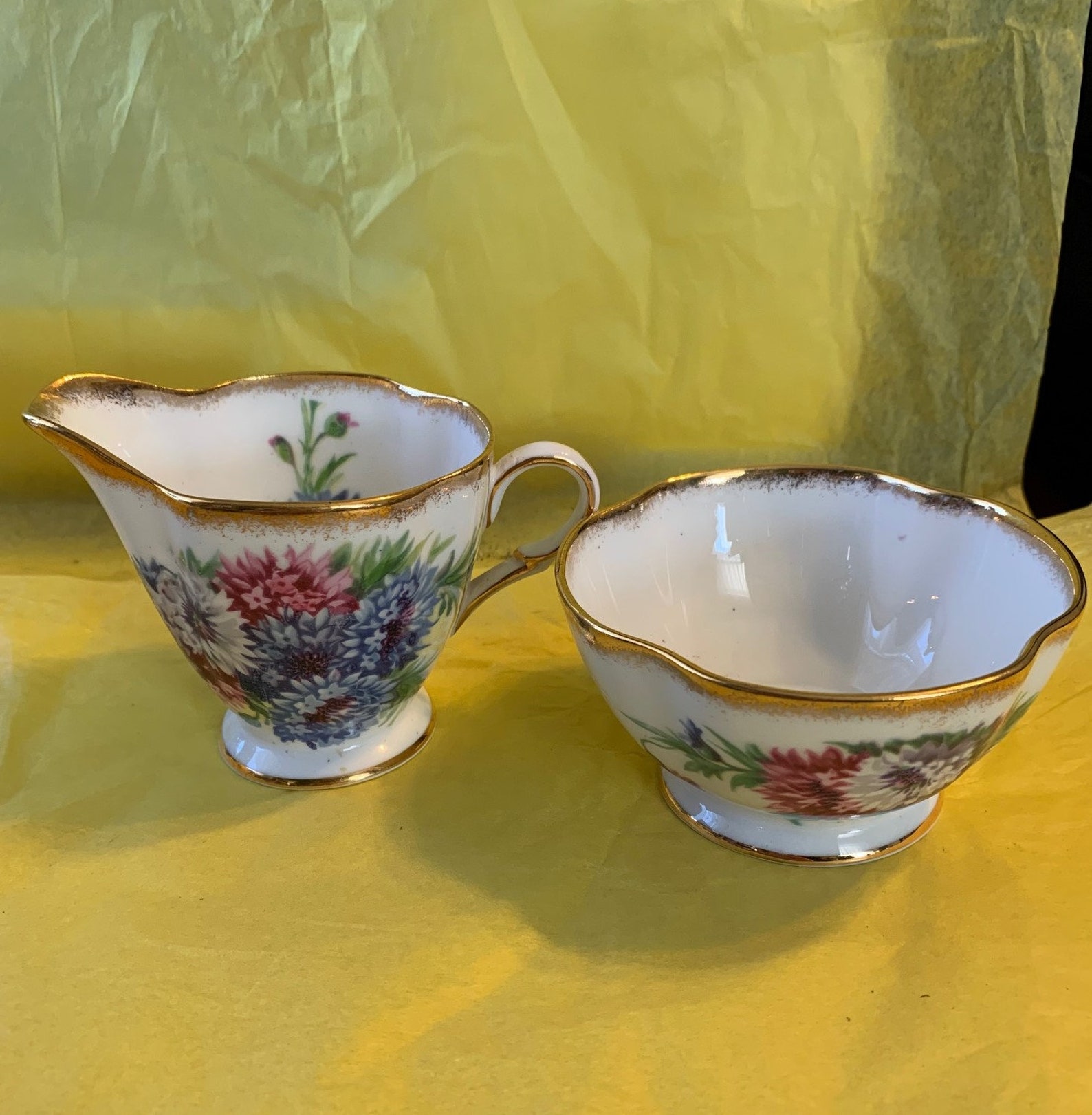 Vintage Windsor Bone China Creamer and Open Sugar Bowl Etsy