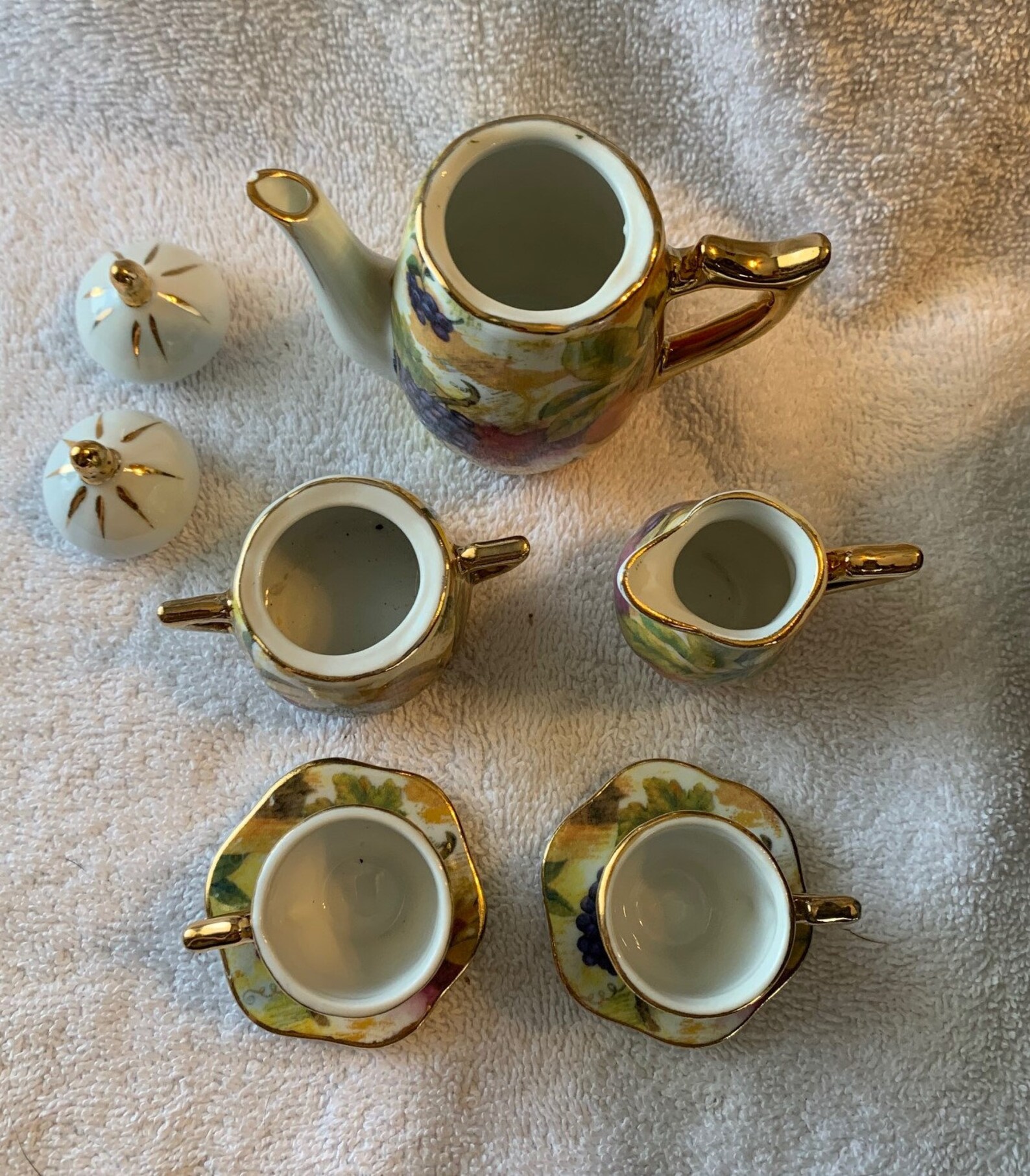 Vintage Children's Miniature Fruit and Floral Tea Set for Etsy