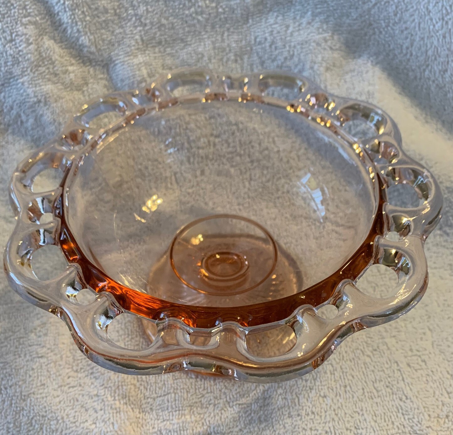 Vintage Pink Depression Glass Compote Bowl Etsy