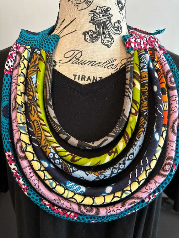 Genuine 100 African Wax Cotton Fabric Cord Necklace Etsy