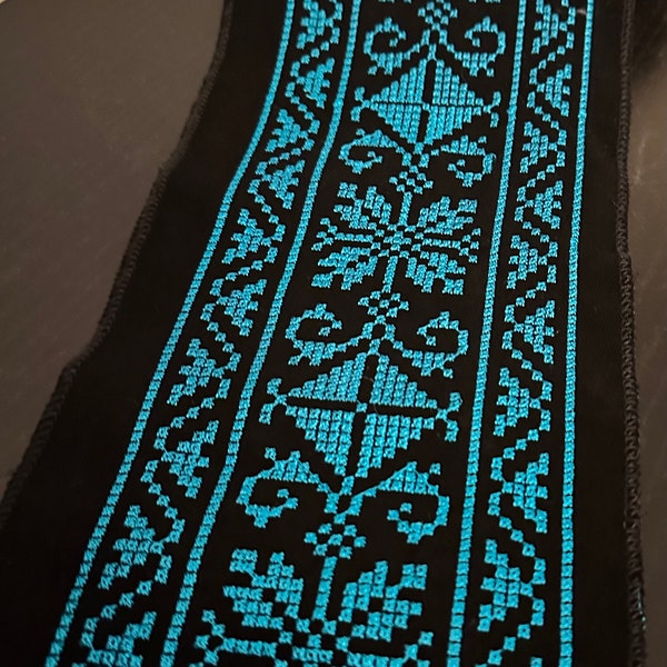 Authentic Jordanian/Palestinian Tatreez Embroidery, Made in Jordan, Turquoise Blue