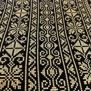 Authentic Jordanian/Palestinian Tatreez Embroidery 19 - 20 Inches Wide, Gold/Black Made in Jordan