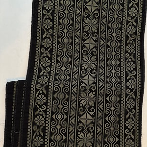 Authentic Jordanian/Palestinian Tatreez Embroidery Fabric, Dark Olive Green/Black, Made in Jordan