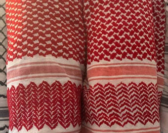 Four (4) Yards Jordanian Bedouin (Red/White) Keffiyeh Shemagh Fabric, Great for Crafts and Sewing