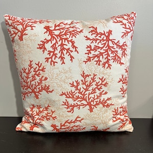 Red Coral Fabric Pillow Cover 16 x 16 inches