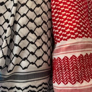 Authentic Palestinian (Black/White) FABRIC and Jordanian (Red/White) Keffiyeh FABRIC for Crafts, Sewing, Made in Jordan