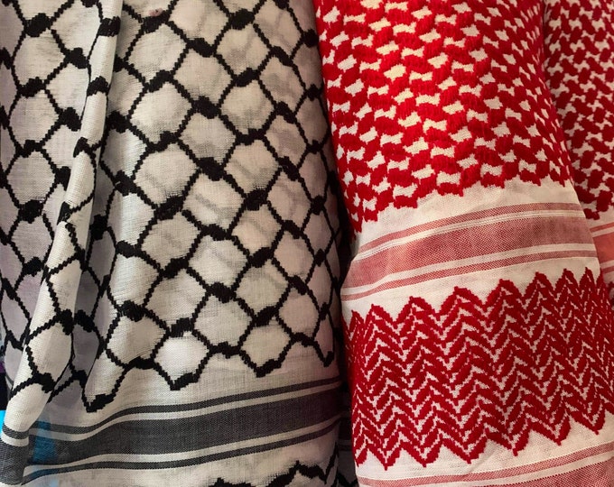 Palestinian black/white Keffiyeh Shemagh Hatta Fabric From Jordan, 4