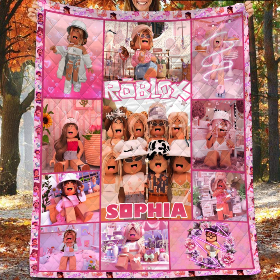 Roblox Girl Blanket Roblox Fleece Blanket Roblox Quilt Etsy