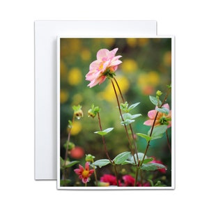 Roze bloemkaart Dahlia-wenskaart blanco voor tuinman Babyshower bruids douche Notitiekaart voor gastvrouw bedankje voor tiener jonger dan 10 jaar