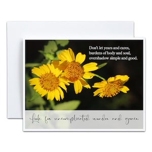 Biglietto di auguri vuoto con girasole per incoraggiare gli altri in cerca di speranza, regalo per scrittori, ispirazione per incoraggiare gli amici quando la vita è dura