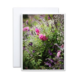 Roze bloemen Paarse bloemen Witte bloemen Blanco bohokaart voor Cottage Garden Cadeau Babyshower Bruidsdouche Bedankt kleine gevouwen notitiekaart