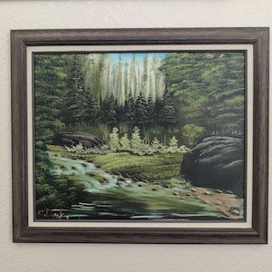 Country Creek Bob Ross Replica Oil Painting, Landscape Painting
