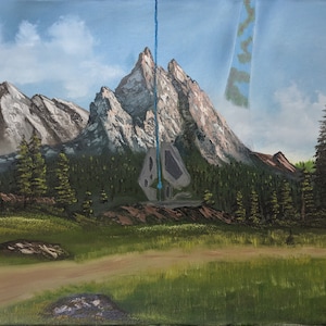 Bob Ross Style Halo Landscape Oil Painting Print