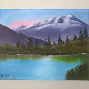Almighty Majestic Mountain Oil Painting, Bob Ross Replica