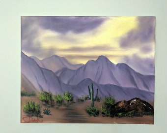 Southwest Serenity Landscape Oil Painting, A Bob Ross Replica Painting