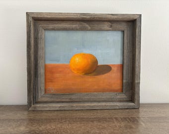 Framed Orange Oil Painting: Original Still Life Kitchen Art