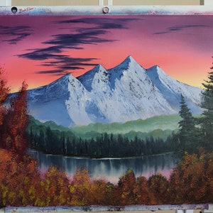 Mountain Retreat: Bob Ross Inspired Oil Painting 18x24