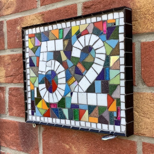 Custom Mosaic Door Number Plaques - Vibrant Rainbow Colors - Personalized House Numbers