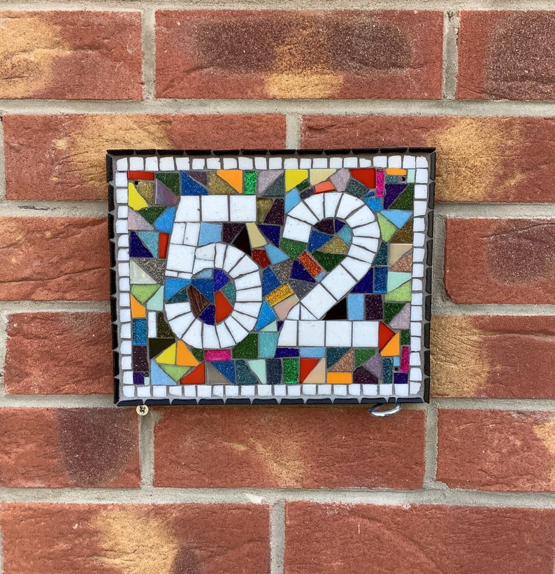 Custom mosaic door number plaques with all colours of the rainbow image 2