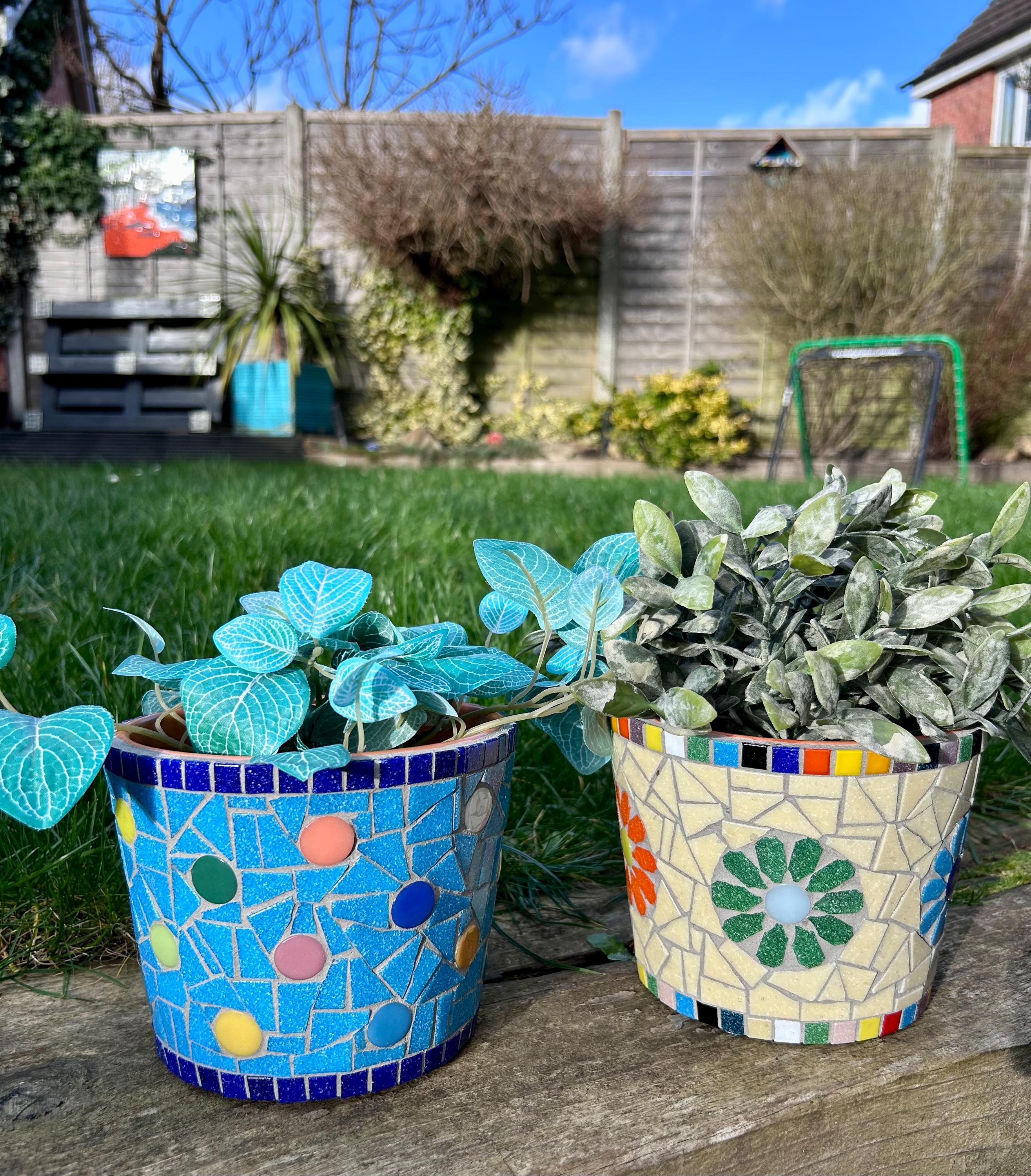 Handcrafted Mosaic Pot with Glass Tiles - Unique Cylinder Design & Custom  Patterns