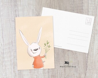 Cute postcard "Flowers for you" illustration postcard print