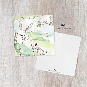 Set of 4 postcards Watercolor Rabbit Illustration Print image 5