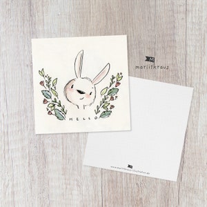Set of 4 postcards Watercolor Rabbit Illustration Print image 2