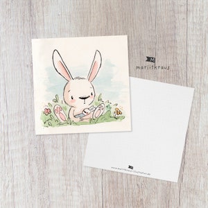 Set of 4 postcards Watercolor Rabbit Illustration Print image 3