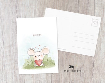 Sweet Postcard "For You" Illustration Postcard Print