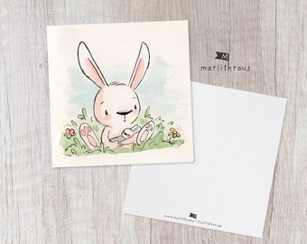 Cute Postcard "Watercolor Bunny Baby" Illustration Postcard Print