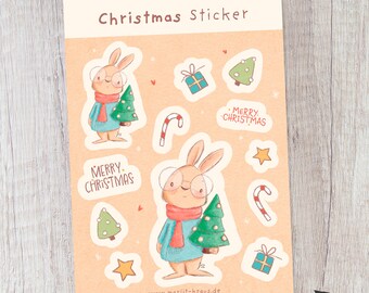 Stickersheet "CHRISTMAS" Sticker, Christmas, rabbit