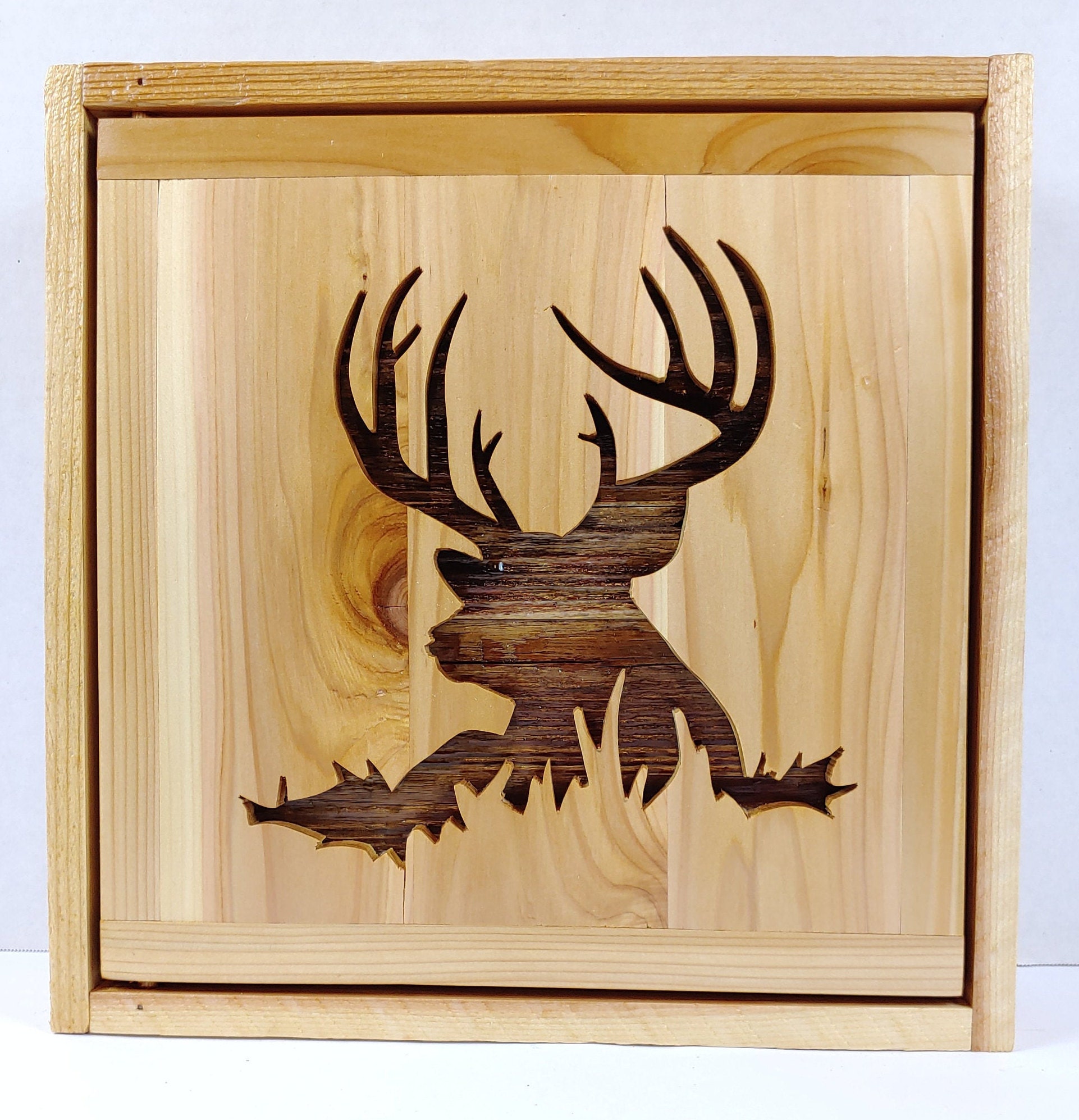 Old Buck Hidden Gun Shadow Box Reclaimed Wood Gun Storage Etsy