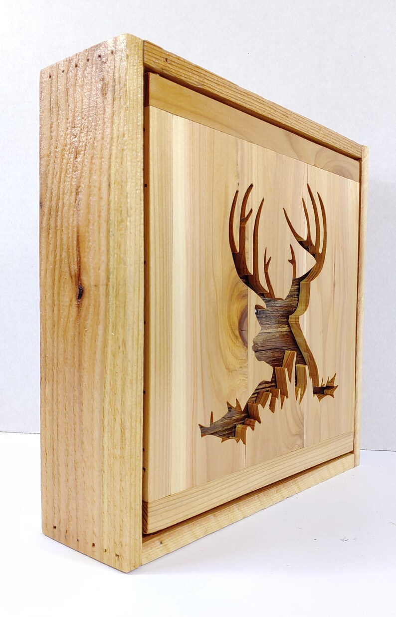 Old Buck Hidden Gun Shadow Box Reclaimed Wood Gun Storage Etsy