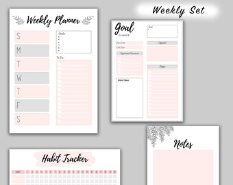 Digital Weekly Rose Planner Planner Set| Printable Weekly Planner | Downloadable Planner