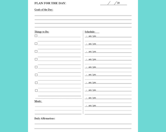 Daily Planner Digital Printable | Daily Goals | Daily Affirmations | Digital Scheduler