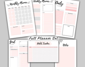Digital Planner | Full- Monthly, Weekly, & Daily Rose Set | Printable Planers | Downloadable Planners
