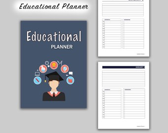 Digital Daily Educational Planner | Printable Planner | Study Schedule | School Work Planner