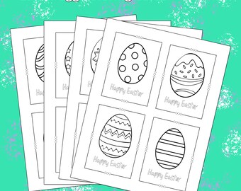 16 Printable Easter egg Coloring Cards l Kid Easter Coloring Page