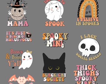 Halloween SVG/PNG Bundle: 20 Halloween Designs | Witches | Black Cats | Pumpkins