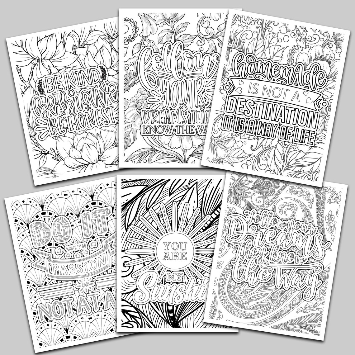 50 Inspirational Affirmations Printable Digital Adult Coloring - Etsy