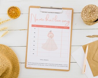 Digital Bridal Shower Game | Name that Love Song Printable PDF