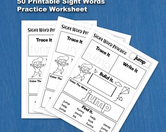 50 Sight Words Worksheet | Printable PDF