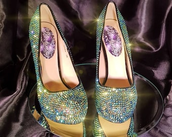 LUXURY CRYSTAL HEELS | Sparkle Heels Shoes | Designer Heels | Party Heels Shoes | Aesthetic Classic Cinders Women Party High Heels