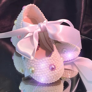 POLKA DOT FLATS | Flower Girl Shoes | Faceted Crystals Pastel Flats | Handmade Shoes For Flower Girls, Bridesmaids And Special Occasions