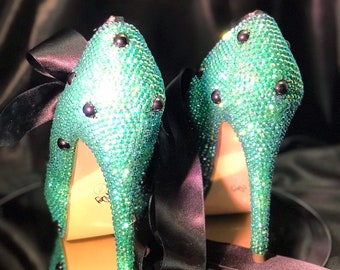 DRAG QUEEN HIGH Heel | Artistic Bridal Heel | Luxury Crystal Heels | Opulent High Heels | Aesthetic Sparkle Comfortable Polka Dot Heels