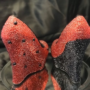 LADY BUG HIGH Wedges | Quirky High Heels | Red And Black Wedges | Crystal High Wedges | Aesthetic   Crystals Bold Statement Ladybug Wedges