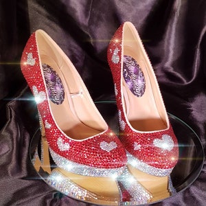 CRYSTAL HEART HEELS | Girlie High Heels | Sparkle Heels Shoes | Bridal Heart Heels | Drag Queen Comfortable Artistic Bridal High Heel